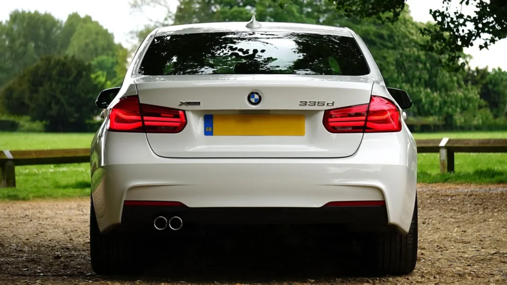 carro branco em frente a arvores
